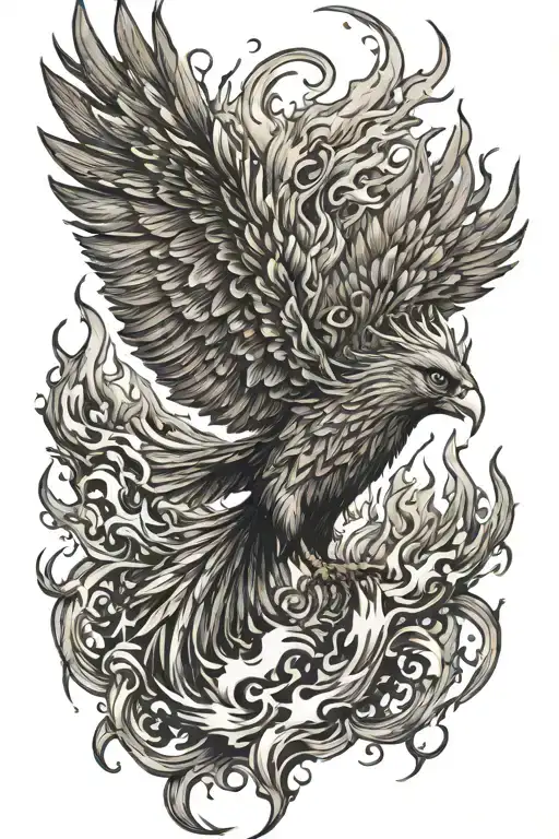 phoenix rising out of flames tattoo design idea