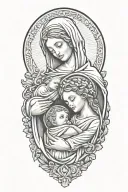 mary carrying baby jesus tattoo design idea