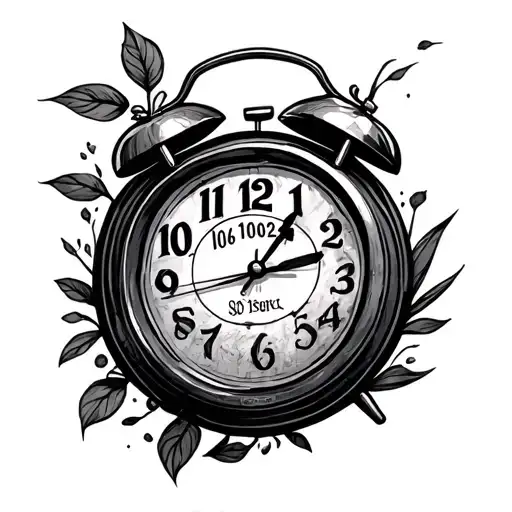"06/10/2025" date digital alarm clock tattoo design idea