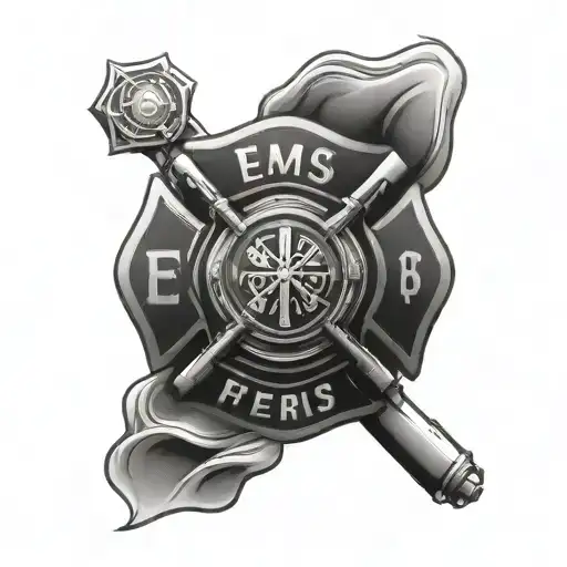 Ems and firefighter emblem tattoo design idea