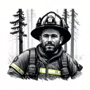firefighter pine forest tattoo design idea