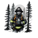 firefighter pine forest tattoo design idea