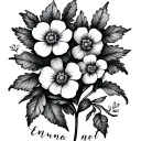 forget me not flowers with a heart and the word emma tattoo design idea