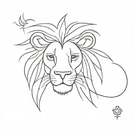 goofy feminine simple lion tattoo. tattoo design idea