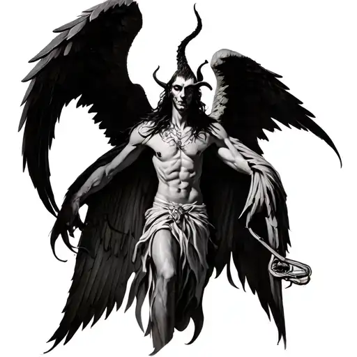 arc angel mickael tuan satan hell alcohol tattoo design idea