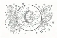 moon and stars with studi ghibli soot sprites  tattoo design idea