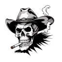 Cowboy Skull Smoking Cigarette tattoo design idea