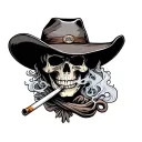 Cowboy Skull Smoking Cigarette tattoo design idea