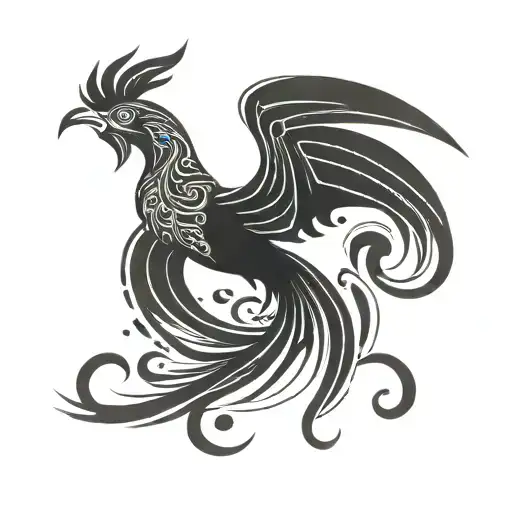 Create a very very fine and minimalist tattoo image, of a phoenix with an infinity sign that ends in dotted lines like  tattoo design idea