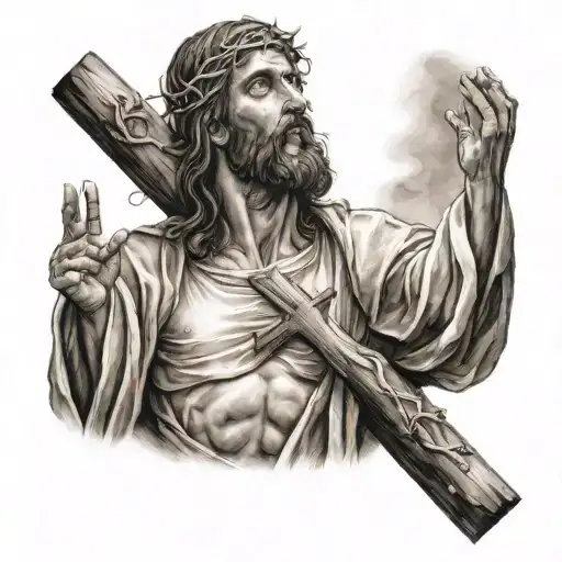 Jesus Christ carrying cross tattoo design idea