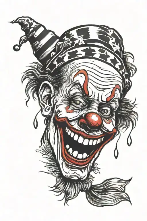 Sad clown face tattoo design idea
