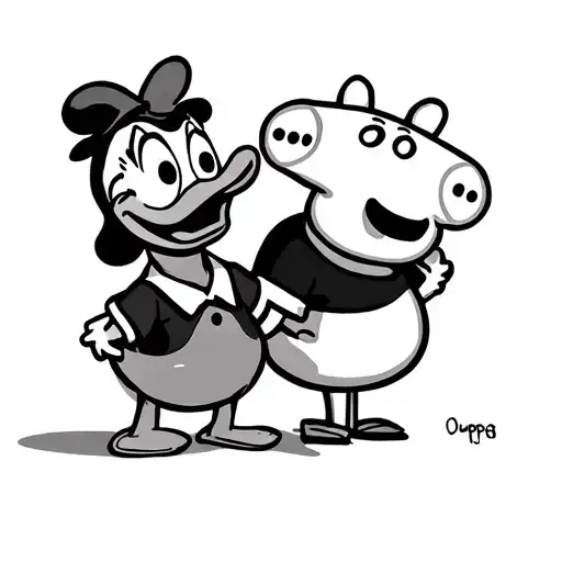 Donald Duck and peppa pig tattoo design idea