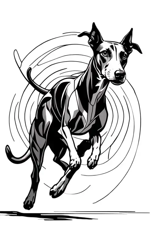 greyhound running tattoo design idea