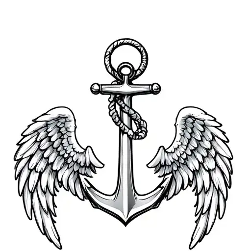 Anchor angel wings tattoo design idea