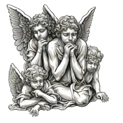 three angels see no evil hear no evil and speak no evil tattoo design idea
