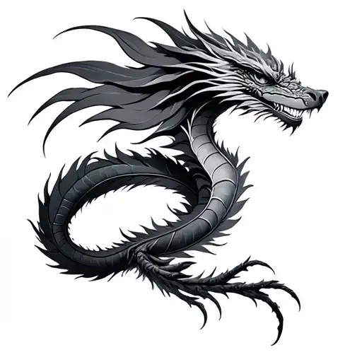 Celestial Dragon feather tattoo design idea