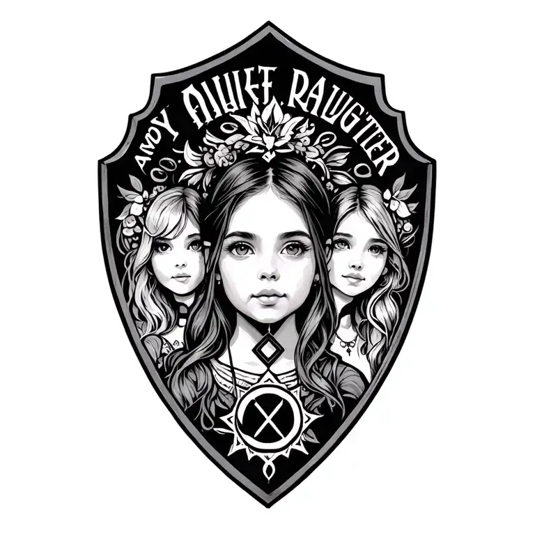 In memory of my daughter Kaylee and incorporating my daughters Cassandra and Ashley with protection symbols tattoo design idea