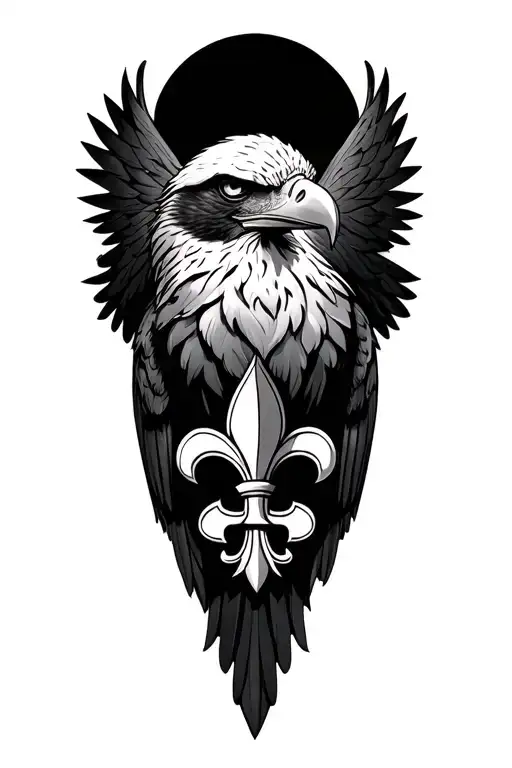 Eagle with Fleur De Lis tattoo design idea