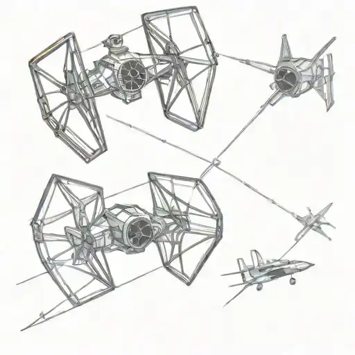 tie fighter and Spitfire dogfight tattoo design idea