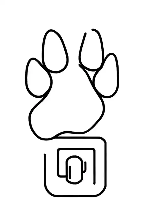 car key, paw print, square tattoo design idea