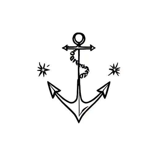 Small Anchor, north pole star, arrow, pentagon shape tattoo design idea