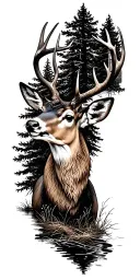 Hunting scenes with Deer tattoo design idea