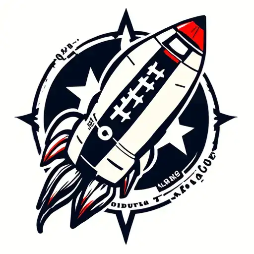 Alabama state outline, Alabama football logo and rocket incorporated tattoo design idea