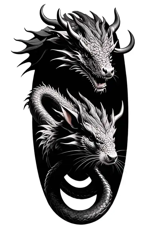 dragon, snake, ox, rat surrounded tattoo design idea