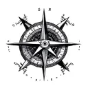 忍 and Nautical star Compass combined tattoo design idea
