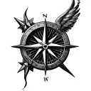 忍 and Nautical star Compass combined tattoo design idea