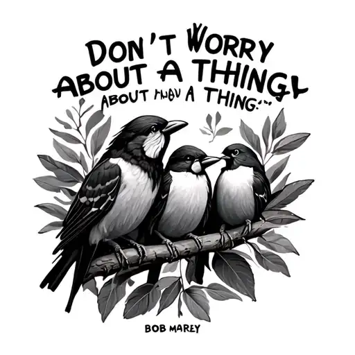 "Don't worry about a thing " "Don't worry about a thing " 3 little birds bob marley tattoo design idea