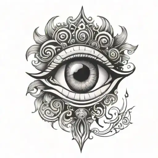 esoteric protective eye with aum tattoo design idea