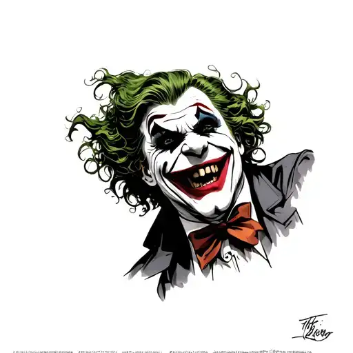 joker laughing at the top of the infamous stairwell tattoo design idea
