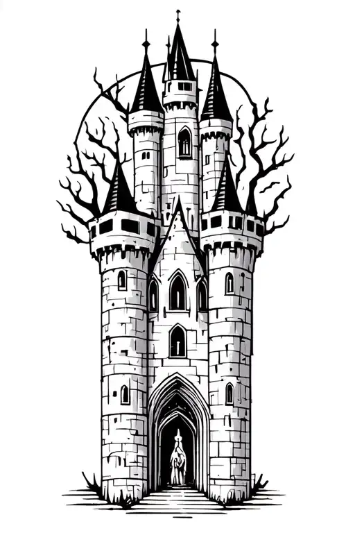 gothic style castle  tattoo design idea