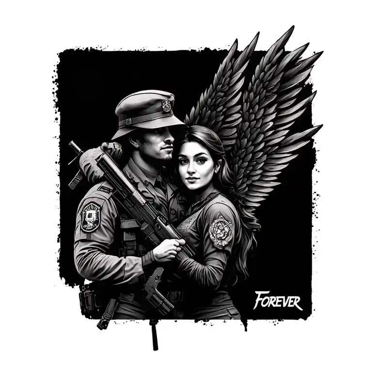 Military and Friends Forever tattoo design idea