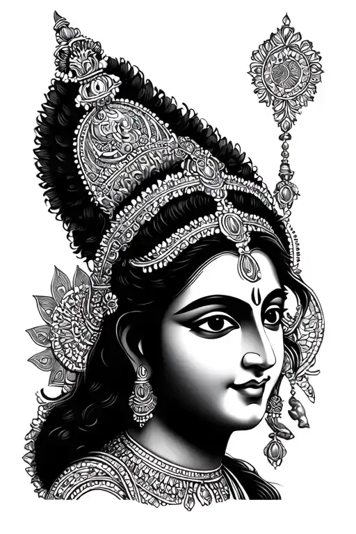 lord krishna tattoo design idea
