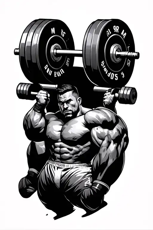 fighter lifting weights tattoo design idea