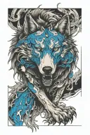 wolf running alongside tattoo design idea