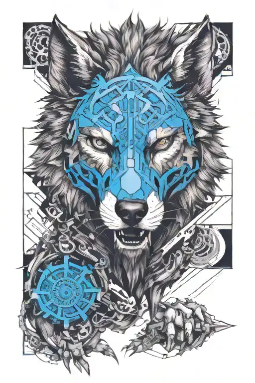 wolf running alongside tattoo design idea