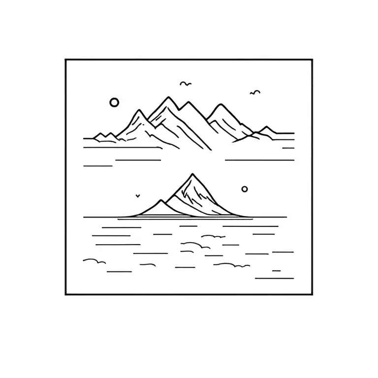matching tattoo with husband with mountains and beach, and video games tattoo design idea