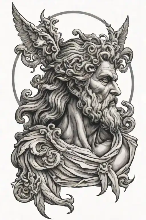 Zeus hades posidon god tattoo design idea