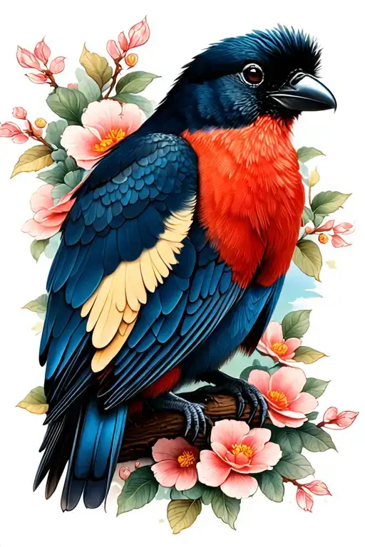 japones bird sitting tattoo design idea
