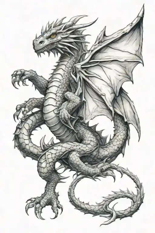 medival dragon realistic tattoo tattoo design idea