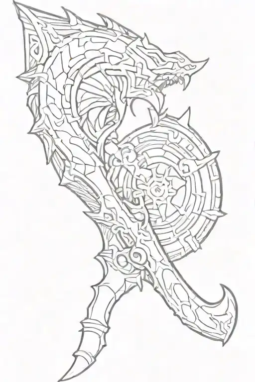 monster hunter hunting horn tattoo design idea