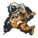 a astronaut floating in space playing a Gibson Les Paul guitar tattoo design idea