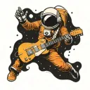a astronaut floating in space playing a Gibson Les Paul guitar tattoo design idea