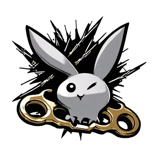 barb wire brass knuckles playboy bunny logo tattoo design idea