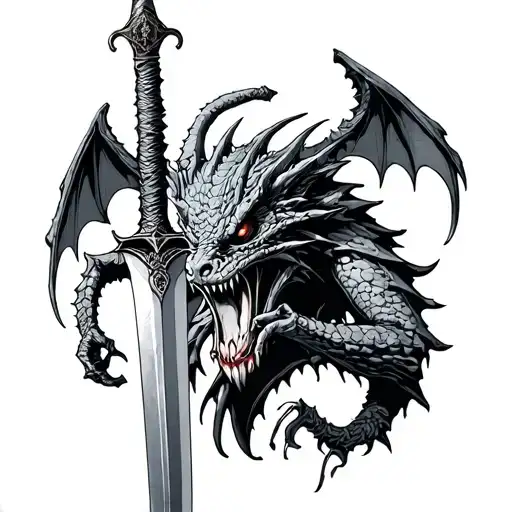 jabberwocky and vorpol sword not scary tattoo design idea