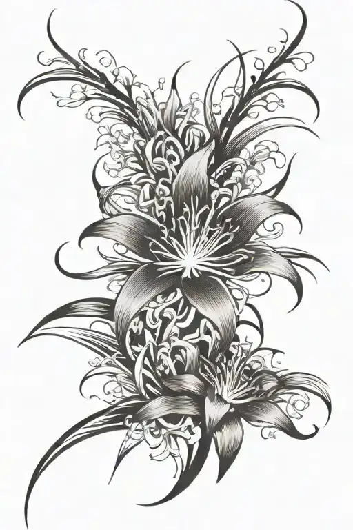Japanese spider lily tribal tattoo tattoo design idea