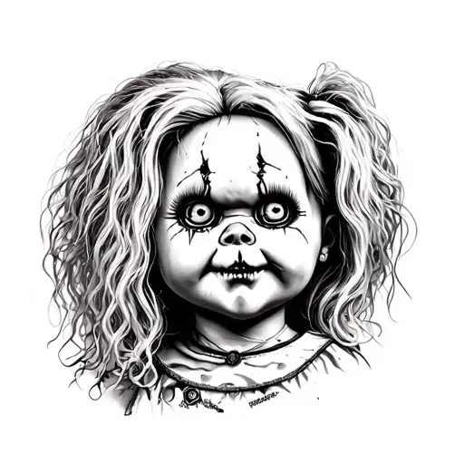 horror chucky doll tattoo design idea